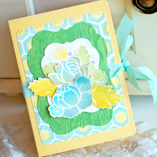 Stamps:  Rose Posie, Postmarks<br />
Ink:  Aqua Mist, Grass (AMuse), Latte (AMuse), Ocean...