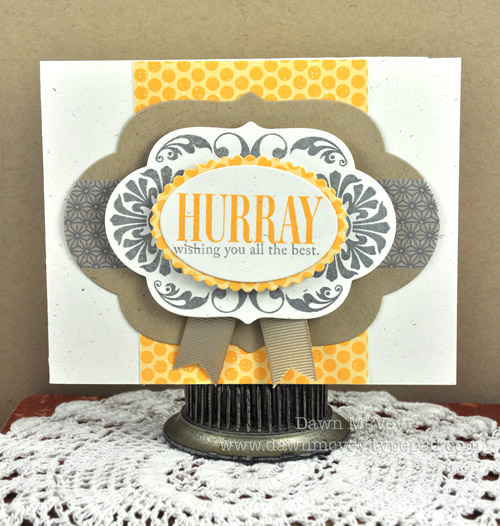 Paper: rustic cream, kraft, distressed dots<br />
Stamps: Celebrations, Mat Stack 5...