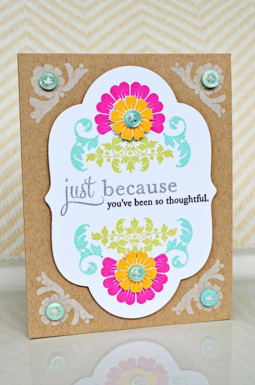 {Just Because} card<br />
Stamps - Mat Stack 5 Collection, Script Sentiments<br />
CS - White,...