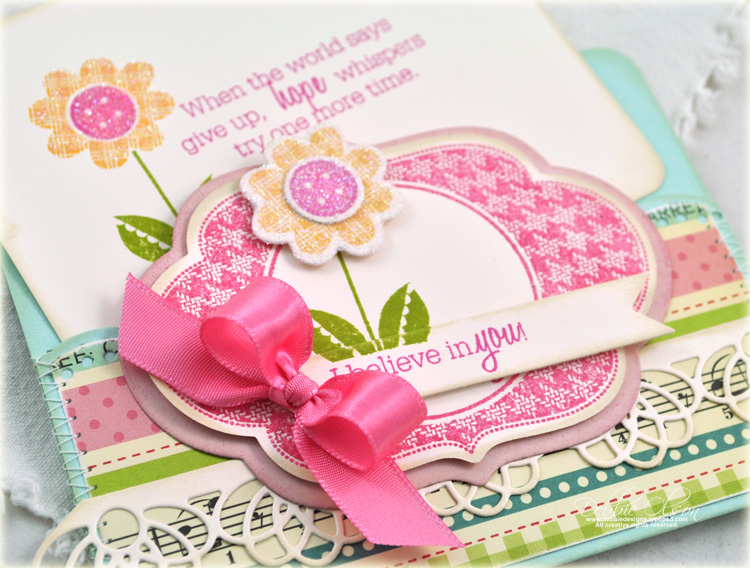 Stamps: Flower Fusion #12, Mat Stack 5<br />
Cardstock: Vintage Cream, Aqua Mist<br />...