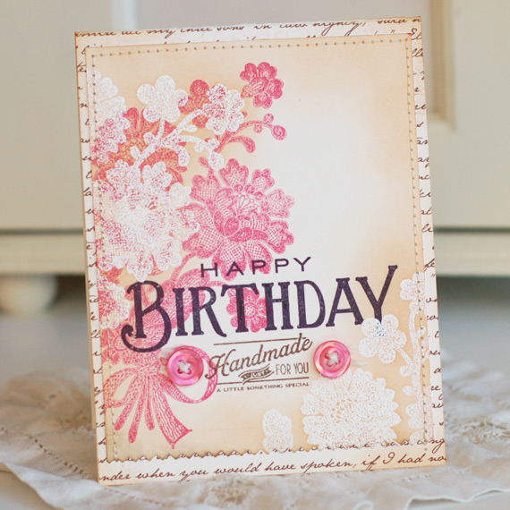 Stamps:  Lace Bouquet, Think Big Favorites #12, Handmade Hodgepodge<br />
Ink:  True Black,...