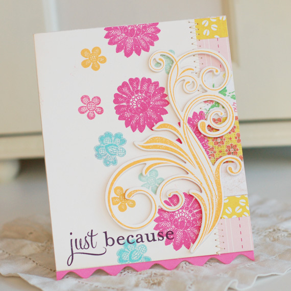 Stamps:  Lace Bouquet, Fancy Flourishes, Script Sentiments<br />
Ink:  Hawaiian Shores,...