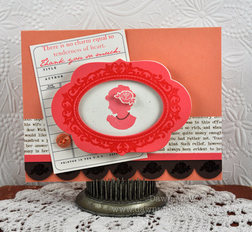 Paper: rustic cream, berry sorbet, melon berry, dark chocolate, Dearest Jane<br />
Stamps:...