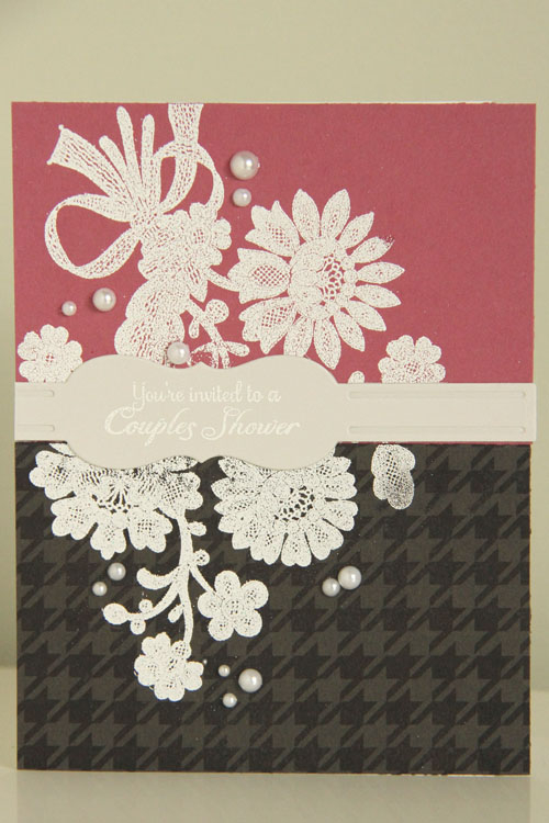 Stamps: Lace Bouquet, Background Basics: Houndstooth, Happily Ever <br />
<br />
After<br />...