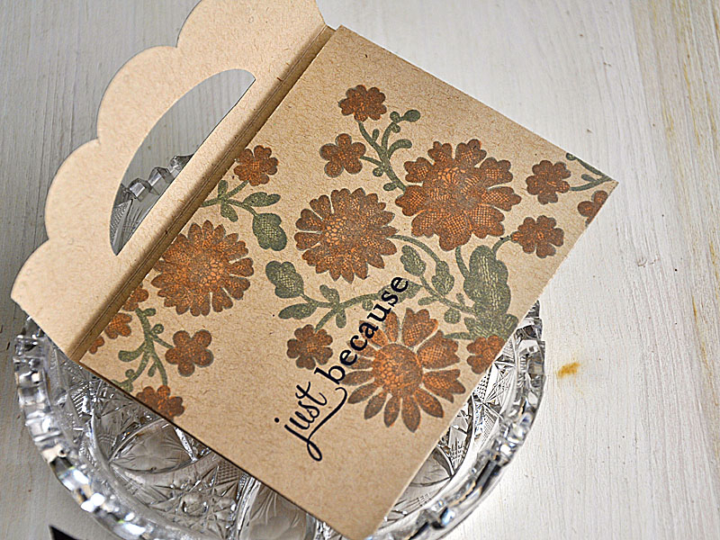 Stamps:  Lace Bouquet &amp; Scrip Sentiments<br />
Ink:  Smoky Shadow &amp; True Black<br />...