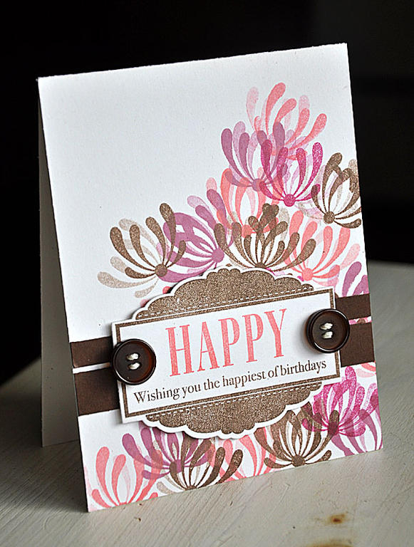 Stamps:  Mat Stack 5 Collection &amp; Celebrations<br />
Ink:  Dark Chocolate, Berry Sorbet,...