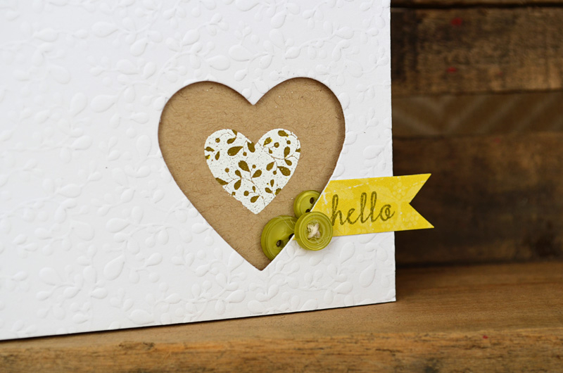 {Hello Heart} card<br />
Stamps - Tag-its #12<br />
Cardstock - White, Kraft<br />
PP - For...
