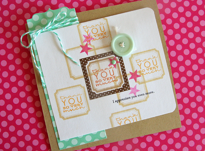 Stamps: Framed Out #1, Movers &amp;amp; Shakers sentiments (I appreciate you)<br />
Ink: Dark...