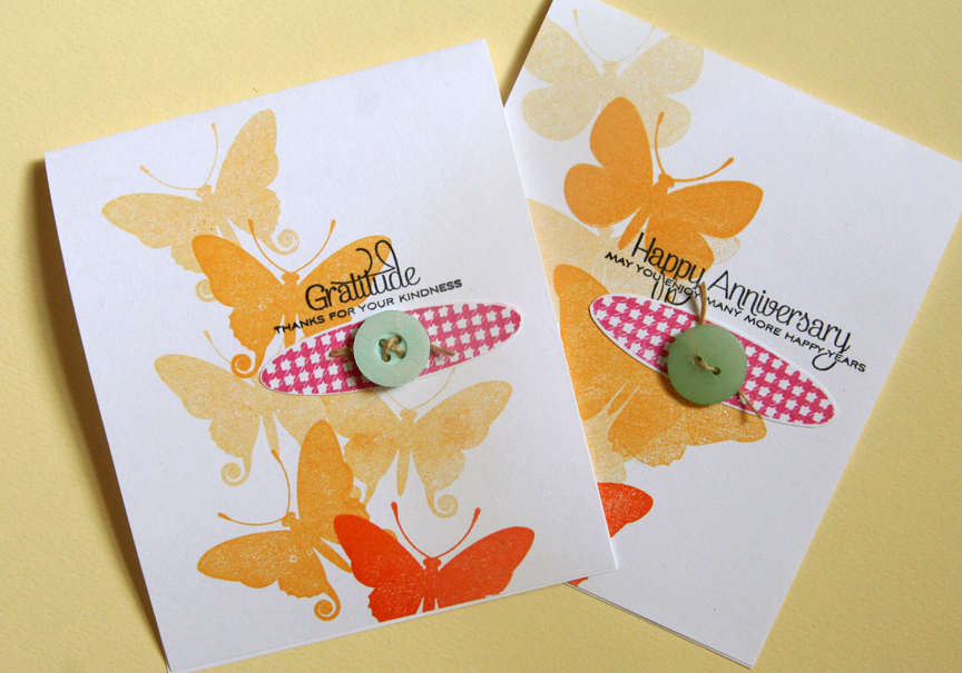 Stamps: Beautiful Butterflies, Sweet Spring<br />
Ink: Summer Sunrise, Orange Zest, Raspberry...
