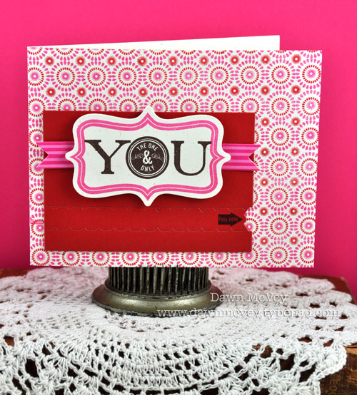 Paper: rustic cream, pure poppy<br />
Stamps: Movers &amp; Shakers Sentiments, Background...
