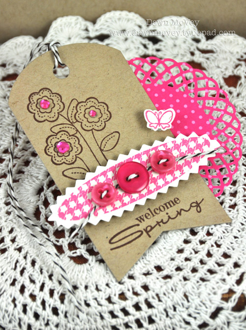 Paper: rustic cream, kraft, raspberry fizz pattern pack<br />
Stamps: Sweet Spring<br />
Ink:...