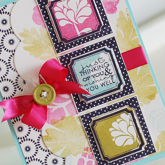 Stamps:  Framed Out #1, Take Three Summer, Rosie Posie, Background Basics: Medallions<br />...
