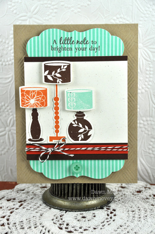 Paper: rustic cream, kraft, dark chocolate, canyon clay, aqua mist pattern pack<br />
Stamps:...