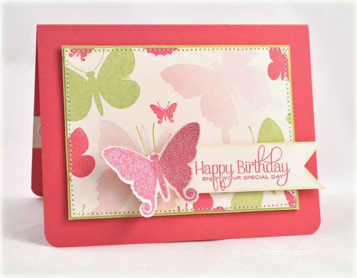 Stamps: Beautiful Butterflies, Inside and Out Birthday (inside sentiment)<br />
Cardstock:...