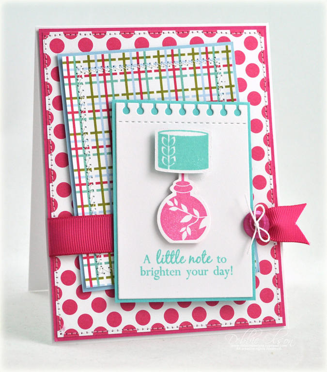 Stamps: Lighten Up<br />
Cardstock: Stampers Select White, Hawaiian Shores, Raspberry Fizz,...