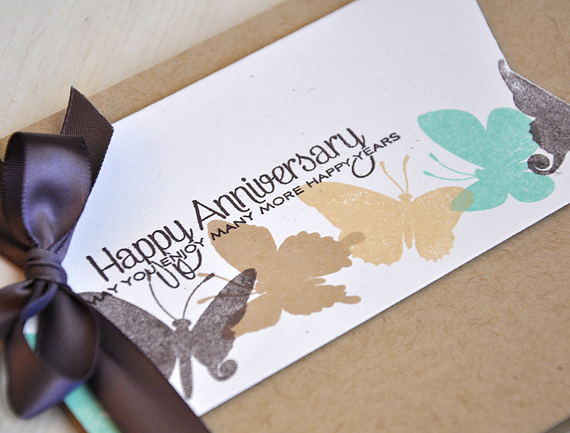 Stamps:  Beautiful Butterflies<br />
Ink:  Smokey Shadow, Kraft, Fine Linen &amp; Aqua Mist<br...