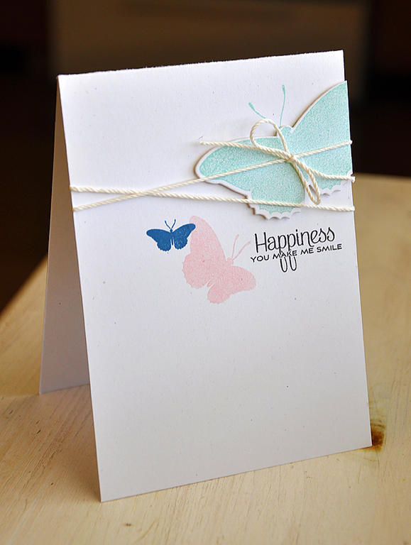 Stamps:  Beautiful Butterflies<br />
Ink:  Aqua Mist, Sweet Blush, Enchanted Evening &amp;...