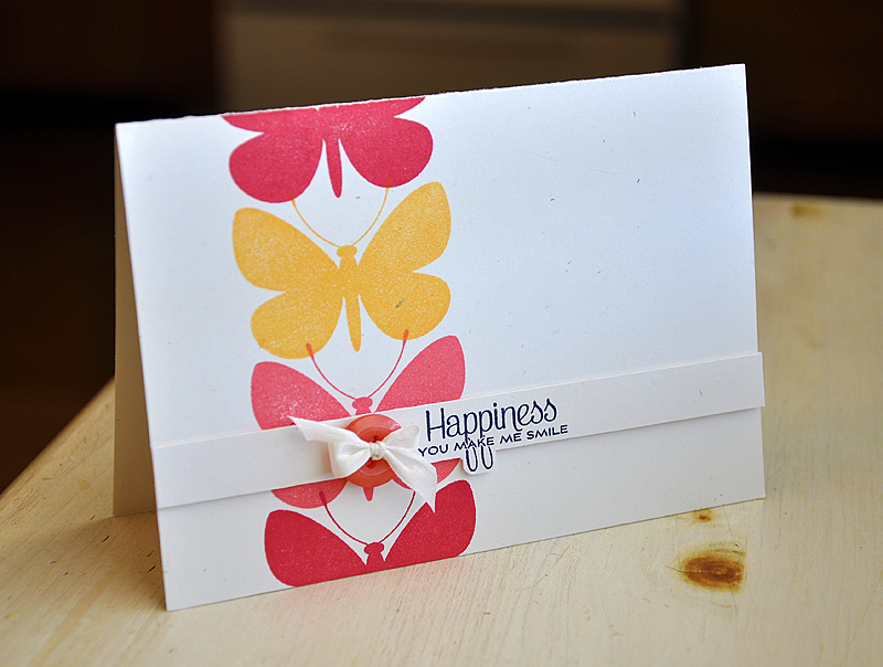 Stamps:  Beautiful Butterflies<br />
Ink:  Pure Poppy, Berry Sorbet, Summer Sunries &amp; True...