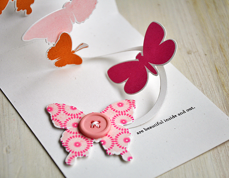 Stamps:  Beautiful Butterflies, Simply You &amp; Background Basic: Medallion<br />
Ink:  Sweet...