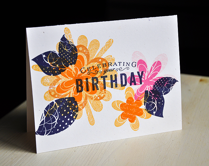 Stamps:  Frilly Flowers and Movers &amp; Shakers Sentiments<br />
Ink:  True Black, Canyon...