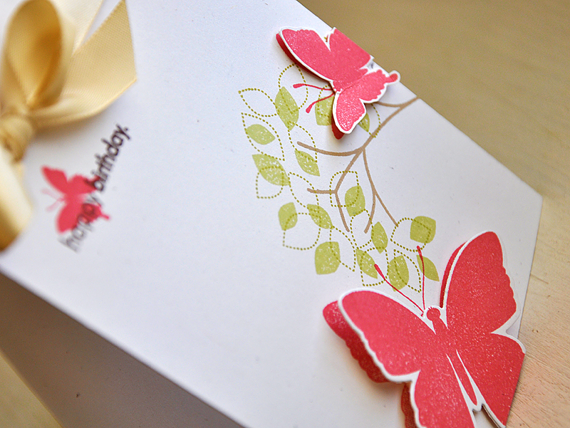 Stamps:  Lovely Leaves &amp; Beautiful Butterflies<br />
Ink:  Kraft, Dark Chocolate, Berry...