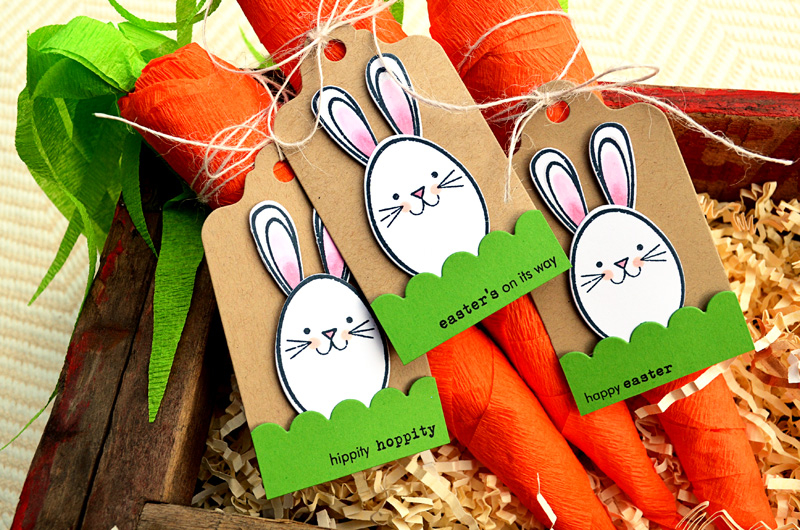 {Rabbits &amp; Carrots} tags<br />
Stamps - Scrambled Eggs<br />
CS - Kraft, White, New...