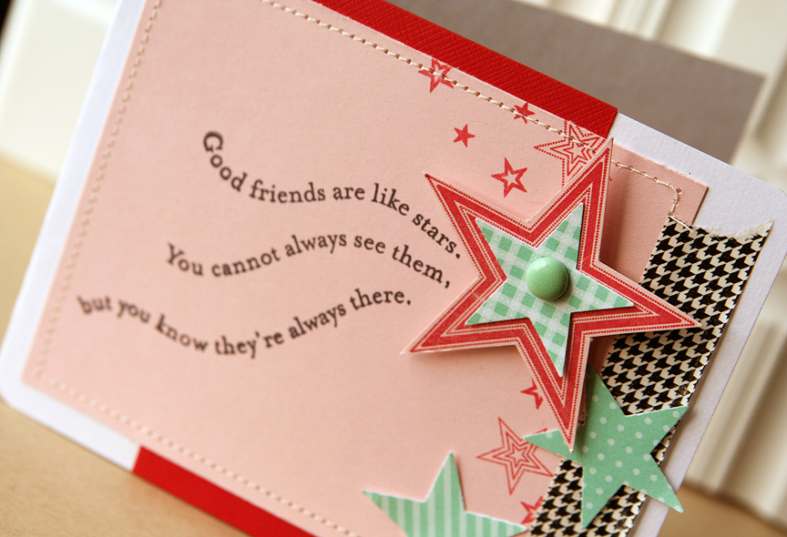 Stamps: Super Stars<br />
Ink: Pure Poppy, True Black<br />
Paper: Sweet Blush and Pure Poppy...