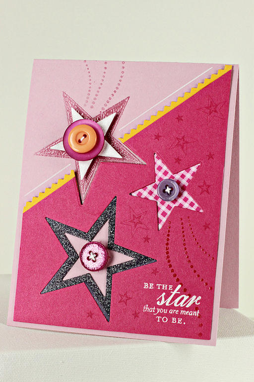 Pink Star Card<br />
Stamps: Super Stars<br />
Cardstock: Raspberry Fizz, Summer Sunrise,...