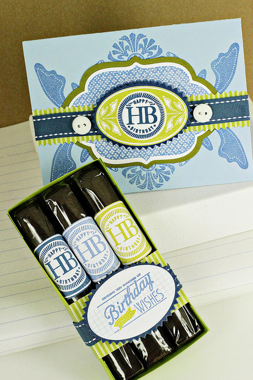 Blue Happy Birthday Card<br />
<br />
Stamps: 2012 Birthday Tags, Rosie Posie, Mat Stack 5...