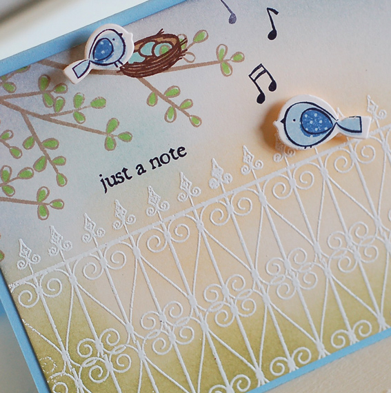 Stamps:  Little Bitty Birds Additions, Little Bitty Bird, Background Basics: Wrought Iron,...