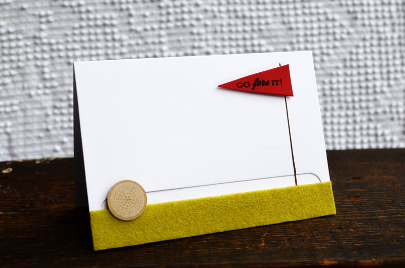 {Go Fore It!} card<br />
Stamps - On the Links<br />
CS - White, Pure Poppy<br />
Ink - Dark...