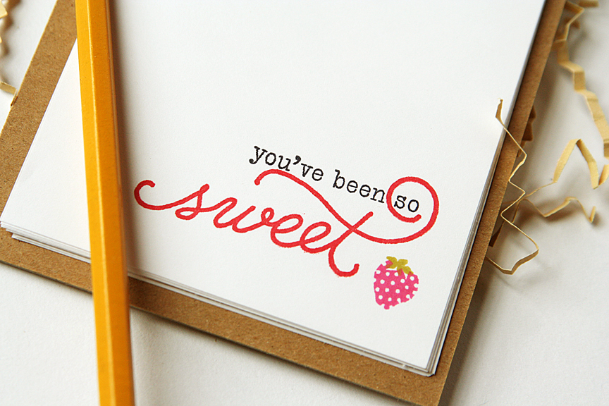 This is a little notepad I made to go in the strawberry basket.<br />
<br />
Stamps:...