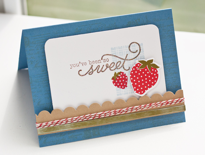 Berry Sweet card<br />
<br />
Stamps- Strawberry Patch and Sentiments, Background Basics:...