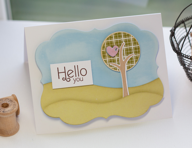 Hello There<br />
<br />
Stamps-  Trendy Tree Tops<br />
Ink- Spring Moss, Fine Linen, Dark...