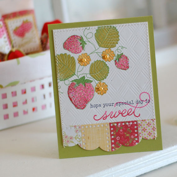 Stamps:  Strawberry Patch and Strawberry Patch Sentiments<br />
Ink:  True Black, New Leaf,...