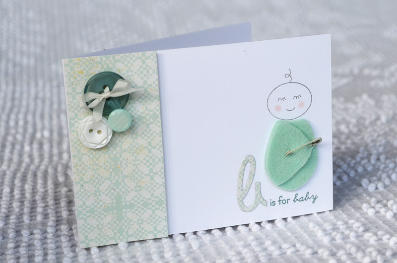 {B is for Baby} card<br />
<br />
Stamps - Baby Face<br />
Die - Script Alphabet<br />...