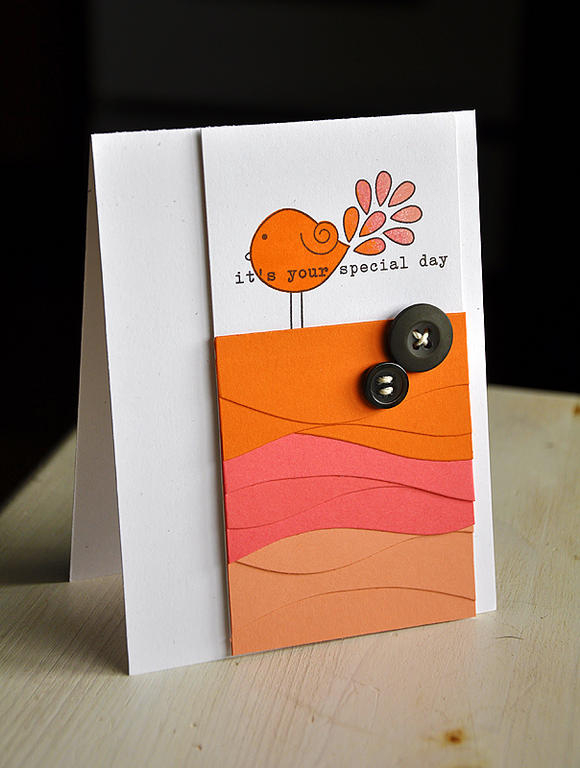 Stamps: Tweet Talk<br />
Ink: Smokey Shadow, Orange Zest, Berry Sorbet &amp; Melon Berry<br />...