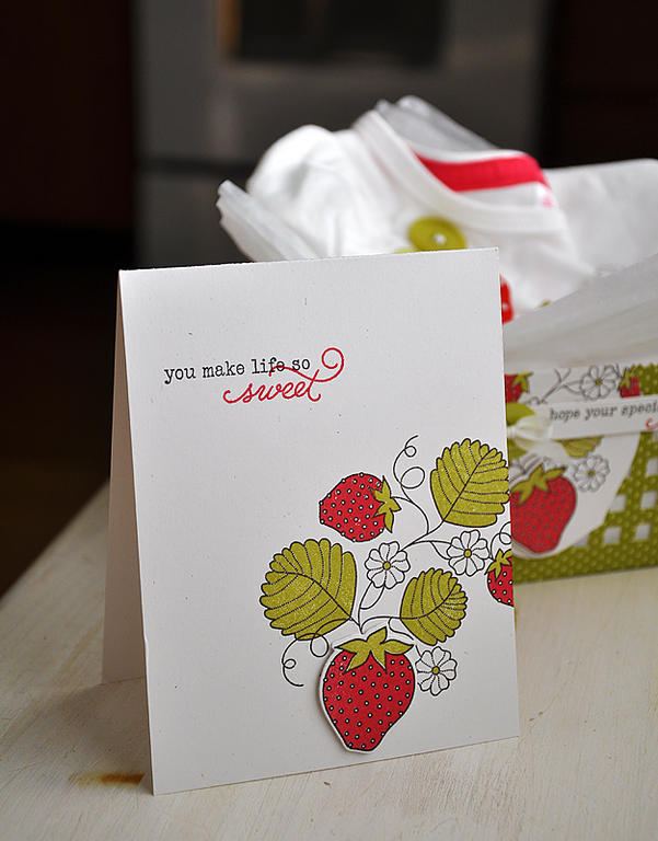 Stamps: Strawberry Patch &amp; Sentiments<br />
Ink: Smokey Shadow, Pure Poppy &amp; Simply...
