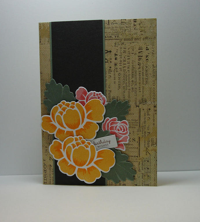 Birthday Wishes - I used Rosie Posie stamps and dies, PTI cardstock: white and fine linen and...