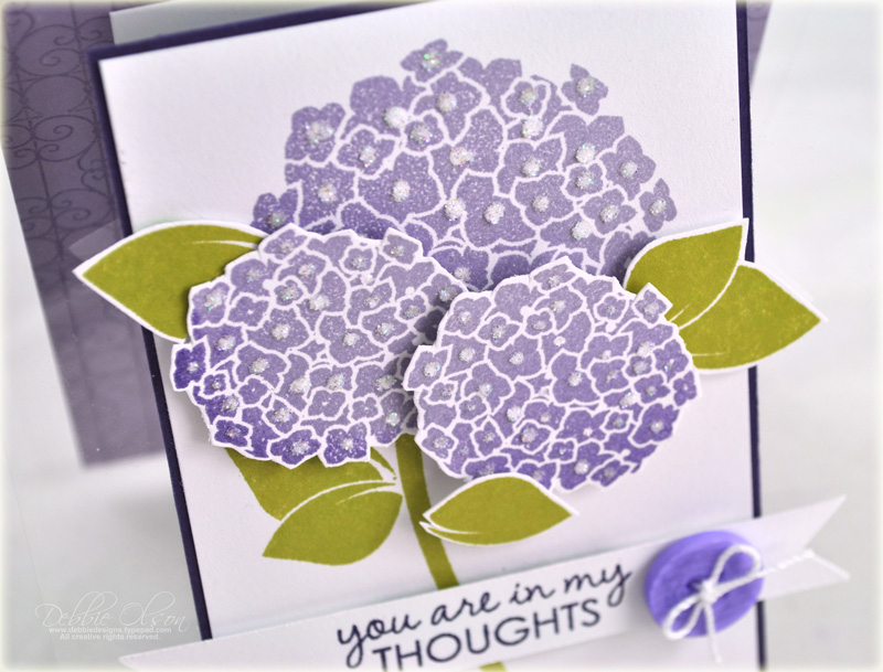 Stamps: Happy Hydrangeas, Fillable Frames Sentiments, Background Basics: Wrought Iron<br />...