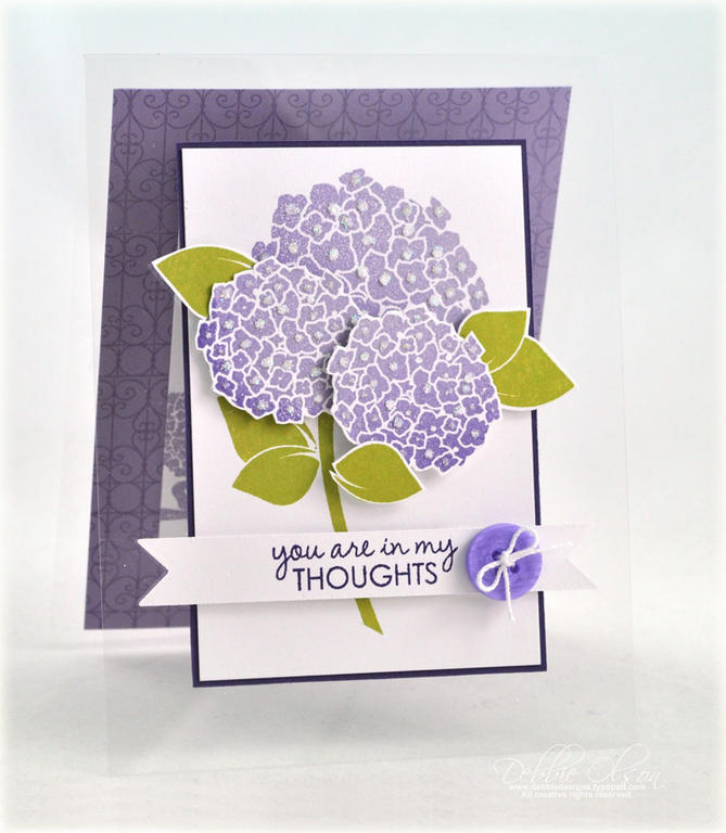 Stamps: Happy Hydrangeas, Fillable Frames Sentiments, Background Basics: Wrought Iron<br />...