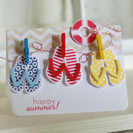 Stamps:  Flipping Out, Out to Sea<br />
Ink:  Enchanted Evening, Pure Poppy, YoYo Yellow...