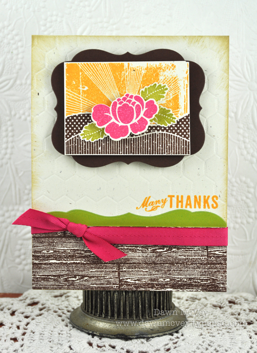 Paper: rustic cream, dark chocolate, simply chartreuse<br />
Stamps: On the Farm, Rosie Posie,...