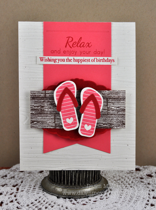 Paper: rustic cream, berry sorbet, pure poppy<br />
Stamps: Flipping Out, Background Basics:...