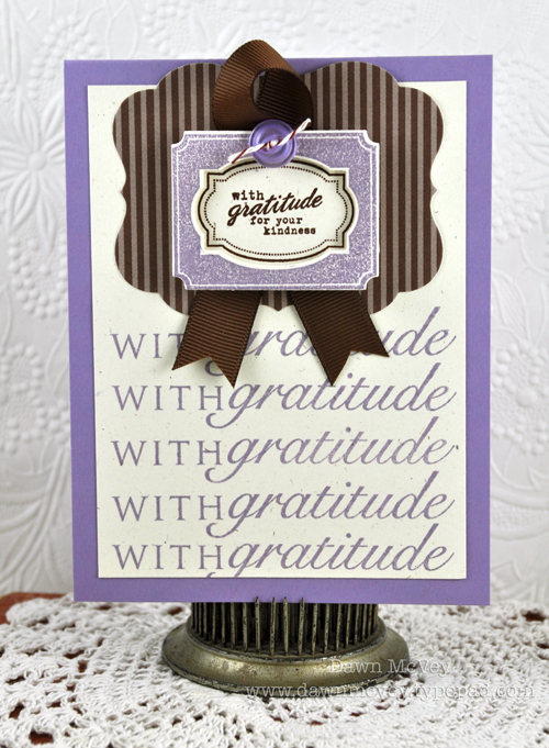 Paper: rustic cream, winter wisteria, dark chocolate pattern pack<br />
Stamps: Think Big...