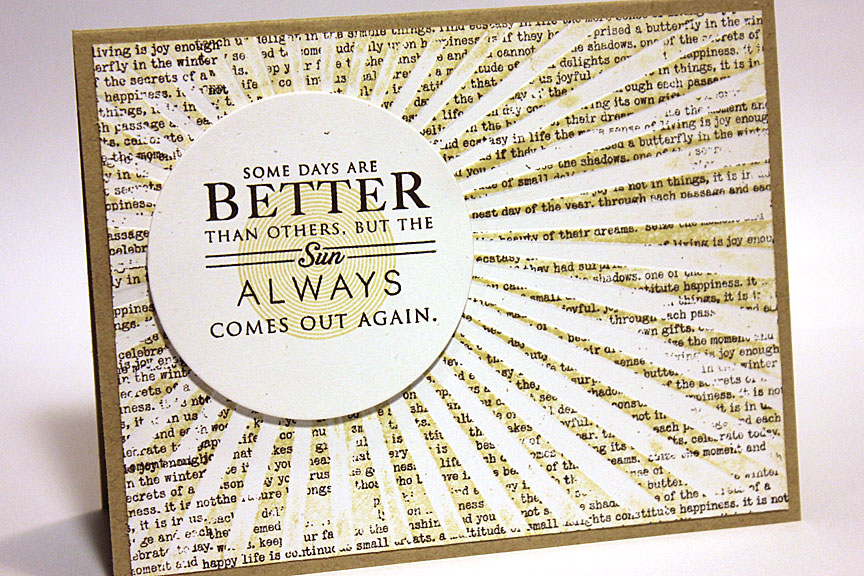 stamps: Hello Sunshine, Background Basics: Text Style II<br />
<br />
ink: Smokey Shadow, Fine...