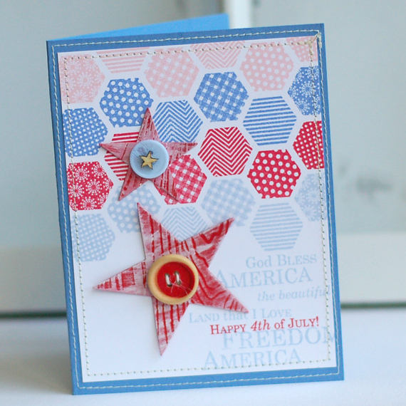 Stamps:  Happy Hexagons, Est 1776<br />
Ink:  Sweet Blush, Blueberry Sky, Pure Poppy, Spring...