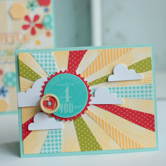 Stamps:  Tagged Sentiments<br />
Ink: Harvest Gold, Hawaiian Shores<br />
Cardstock:  Vintage...