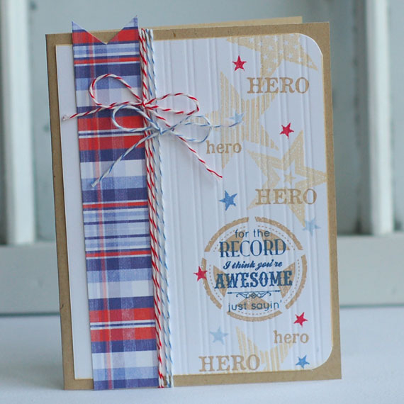 Stamps:  Military Stars, Military Hero, We Go Together<br />
Ink:  Classic Kraft, Fine Linen,...