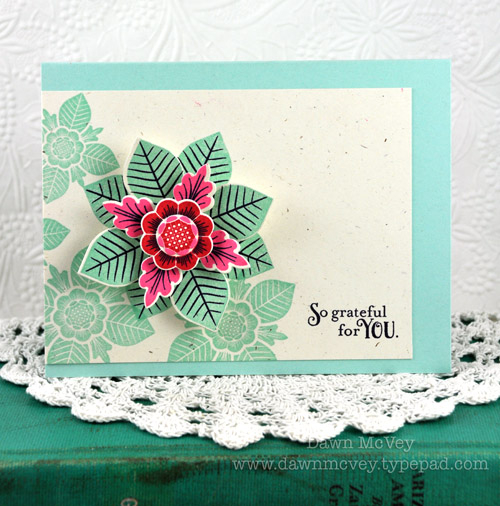 Paper: rustic cream, aqua mist<br />
Stamps: Lovely Layers<br />
Ink: aqua mist, true black,...